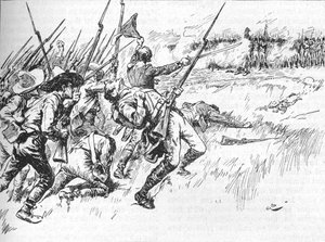 Az Alvarado vezetése alatt álló hadosztály átkelt az alacsony talajon, 1902 alkotó: GB