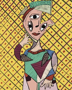 Élénk kubista portré alkotó: GIovanna Gil Alves