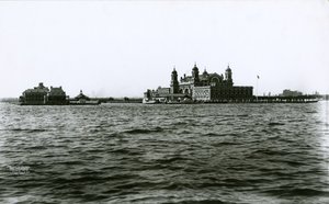Ellis Island, New York-i kikötő, 1903 alkotó: G.P. Hall und Sohn