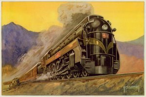 Kanadai Nemzeti Vasút, Expressz áramvonalas mozdony No 6400, 4-8-4 (színes litho)