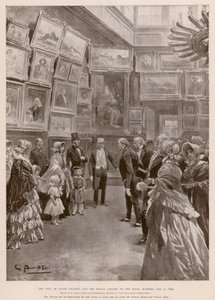 Viktória királynő és Albert hercegnő látogatása a Royal Academy-n, London, 1849. május 3. (fénynyomat) alkotó: G.S. (after) Amato