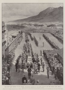 Fokváros utolsó búcsúja Cecil Rhodestól, a Cortege megérkezik Fokváros állomására, hogy csatlakozzon a temetkezési vonathoz, április 3.