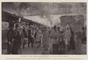VII. Edward király február 5-én búcsúzik a német császártól a Charing Cross pályaudvaron