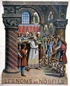 Nagy Károly és az iskola, 1900 körül (illusztráció) alkotó: G. Dascher