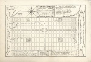 Az első Philadelphia terve, William Penn és Thomas Holme 1682-ben, 1684-ben alkotó: G. Drogenham