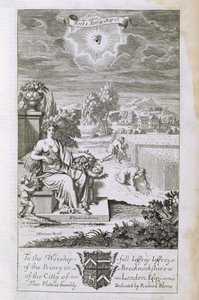 Isten szeme figyeli a betakarítást, illusztráció az 1. könyv 2. részéből, Anthony Le Grand „A filozófia alapelvei” 16. fejezetéből, vésette: Michiel van der Gucht (1660-1725), 1694