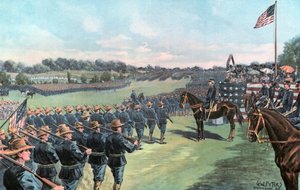 McKinley elnök áttekinti az Egyesült Államok önkénteseit az Alger táborban alkotó: G. W. Peters