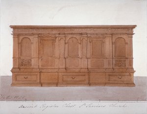 Ősi regiszterláda a londoni Southwark katedrálisból, 1825 alkotó: G Yates