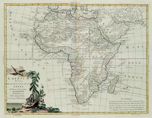 Afrika fő államaira oszlik, G. Zuliani metszete az Antonio Zatta által 1776-ban Velencében kiadott Legújabb Atlasz I. Tome-jából vett, magángyűjtemény alkotó: G. Zuliani