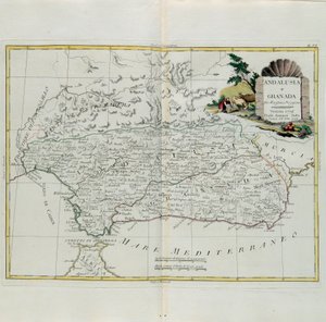 Andalúzia és Granada, G. Zuliani metszet a Legújabb Atlasz I. toméjából vett, 1776-ban Velencében kiadott Antonio Zatta, Magángyűjtemény alkotó: G. Zuliani