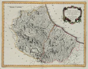 Távol és itt Abruzzo, G. Zuliani metszete az Antonio Zatta által 1783-ban Velencében kiadott „Legújabb atlasz” II. Tome-jából, magángyűjtemény alkotó: G. Zuliani