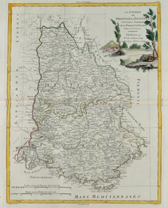 Dauphin, Provence, Venaissin megye és Orange Principátus kormányzásai, G. Zuliani metszetei az 1777-ben Velencében kiadott Legújabb Atlasz I. Tome-jából vették át Antonio Zatta, Priv. alkotó: G. Zuliani