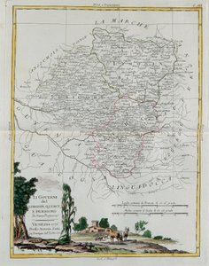 Governances of Limosin, Quercy és Perigord, G. Zuliani metszete az Antonio Zatta 1776-ban Velencében kiadott Legújabb Atlasz I. toméjából vett, magángyűjtemény alkotó: G. Zuliani
