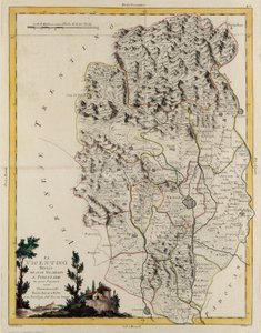 Veneto állam földterülete: Vicenza püspökségeire és magisztrátusaira felosztott területe, G. Zuliani metszete az Antonio Zatta által 1782-ben Velencében kiadott „Legújabb atlasz” II. alkotó: G. Zuliani