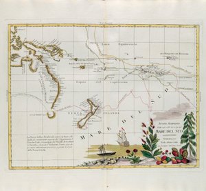 Új felfedezések 1775-ben, 67-ben és 69-ben a déli tengeren, G. Zuliani metszete az 1776-ban Velencében kiadott Legújabb Atlasz I. Tome-jából vett Antonio Zatta, Magángyűjtemény alkotó: G. Zuliani