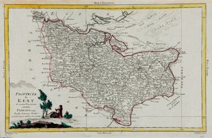 Kent tartomány, G. Zuliani metszet I. Tome-tól vett „Legújabb atlasz”-ból, amelyet 1779-ben Velencében adott ki Antonio Zatta, Magángyűjtemény alkotó: G. Zuliani