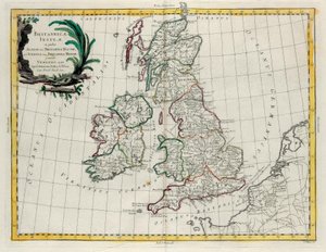 A Brit-szigetek, amelyeken Albion vagy Nagy-Britannia és Ivernia vagy Kis-Britannia található, G. Zuliani metszetét a Velencében 1785-ben kiadott Legújabb Atlasz I. Tome-jából vette át Antonio Zatta