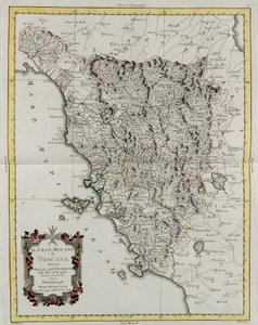 A Toszkána Nagyhercegség tartományaira oszlik, G. Zuliani metszete az Antonio Zatta által 1783-ban Velencében kiadott „Legújabb atlasz” II.