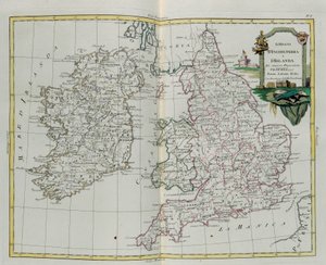Anglia és Írország királyságai, G. Zuliani metszete az Antonio Zatta 1776-ban Velencében kiadott Legújabb Atlasz I. Tomejából vett, magángyűjtemény alkotó: G. Zuliani