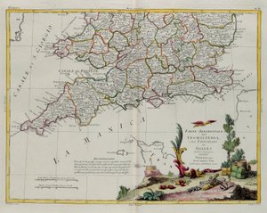 Anglia déli része és a walesi principátus G. Zuliani metszete az Antonio Zatta 1778-ban Velencében kiadott Legújabb Atlasz I. tomejából vett, magángyűjtemény alkotó: G. Zuliani