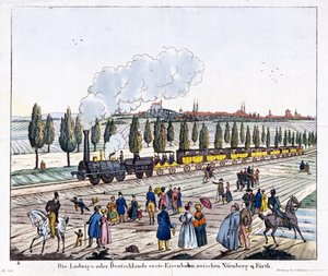 A Nürnberg-Furth vasútvonal megnyitása, 1835. december 7 alkotó: G. after Renner