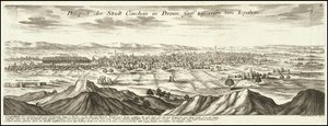 1720 illusztráció - A perzsa Kaszan városának kilátása Iszpahántól öt napi utazással alkotó: Gabriel Bodenehr