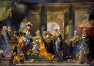 XVI. Lajos Reimsben fogadta a Szentlélek Lovagjainak hódolatát, 1775. június 13-án