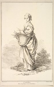 Contadina, a Különféle külföldi alakok gyűjteményéből Feltalálta F. Boucher P..., 18. század. alkotó: Gabriel Huquier