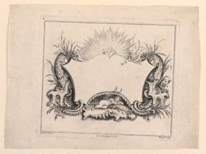 Escutcheon, a "Recueil Nouveau de Differens Cartouche"-ból alkotó: Gabriel Huquier