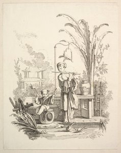 Fuvolaművész és egy gyermek Timpanista, kb. 1742. alkotó: Gabriel Huquier