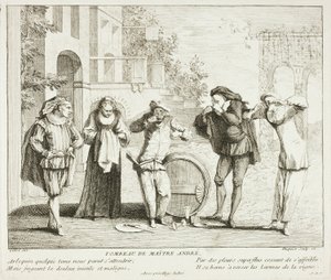 Tányér a Livre de Scènes Comiques-ból alkotó: Gabriel Huquier