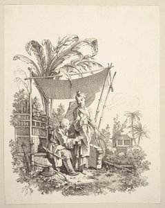 Nő, aki érdekességeket mutat a katonának, kb. 1742. alkotó: Gabriel Huquier