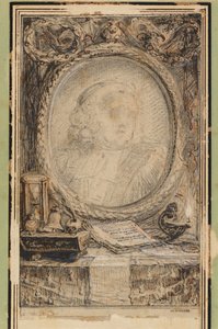 Allegorikus keret denevérrel alkotó: Gabriel Jacques de Saint Aubin