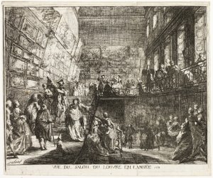 Kilátás a szalonra a Louvre-ban, 1753-ban alkotó: Gabriel Jacques de Saint Aubin