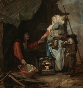 Egy öregasszony palacsintát árul alkotó: Gabriel Metsu