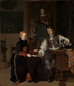 Fiatal pár reggelinél alkotó: Gabriel Metsu