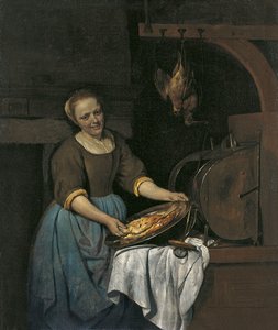 Konyhai szobalány halat készít alkotó: Gabriel Metsu