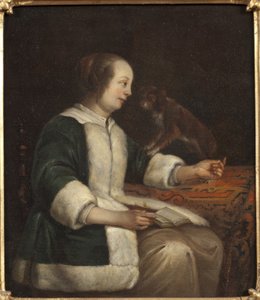 Hölgy portréja kutyával alkotó: Gabriel Metsu