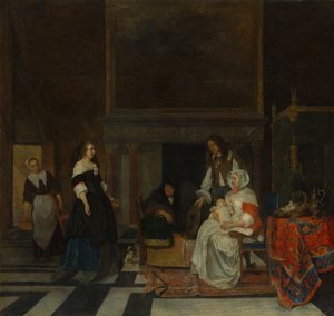 Az óvodalátogatás, 1661. alkotó: Gabriel Metsu