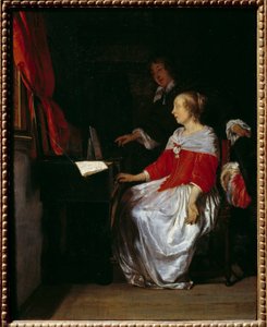 Virginal előadása. Gabriel Metsu (1629-1667) festménye, ec. holl.