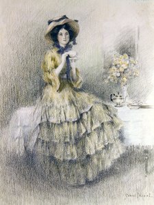 Délutáni tea (színes kréták papíron) alkotó: Gabriel Nicolet