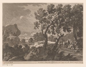Táj békével az Egyiptomba tartó járaton Tájképek Krisztus életének jeleneteivel (cím a tárgyon) alkotó: Gabriel Perelle