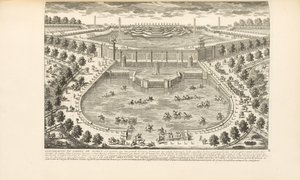 A Marly kert szélső része, Charles-Antoine Jombert "Les Delices de Versailles et des Maisons Royales" című művéből, 1766 alkotó: Gabriel Perelle