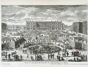Kilátás a Versailles-i kastélyra a vízágy felől – Perelle mellett, 17. század vége alkotó: Gabriel Perelle