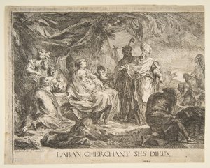 Lábán az isteneit keresi, 1753. alkotó: Gabriel de Saint Aubin