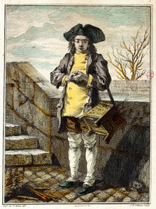 Régi metiers: a cipőtisztító vagy cipőtisztító. Gabriel de Saint Aubin (1724-1780) metszete, 18. századi párizsi musee Carnavalet alkotó: Gabriel de Saint Aubin
