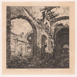 Ruïne van de Salle des Pas Perdus Párizsban na de brand van 1871 A párizsi Palais de Justice Salle des pas perdus épülete az 1871-es tűzvész után (cím a tárgyon)