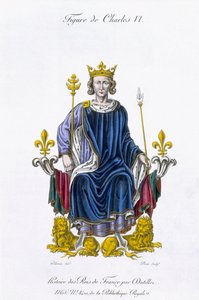 VI. Károly figurája, Amedee Peree metszetében, a "Histoire des Rois de France"-ból (színes litho) alkotó: Gabrielle Willemin