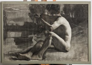 Férfi figura, akt (faszén, papíron)