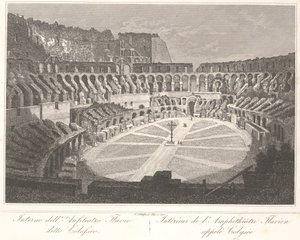 A Colosseumnak nevezett fláviai amfiteátrum belsejében alkotó: Gaetano Cottafavi